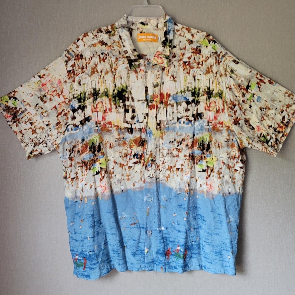 Jams World VTG Tropea Beach Shirt XXL 2XL‎ Rayon Coastal Abstract Art Hawaii USA